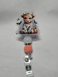 Badge reel mummy highland cow