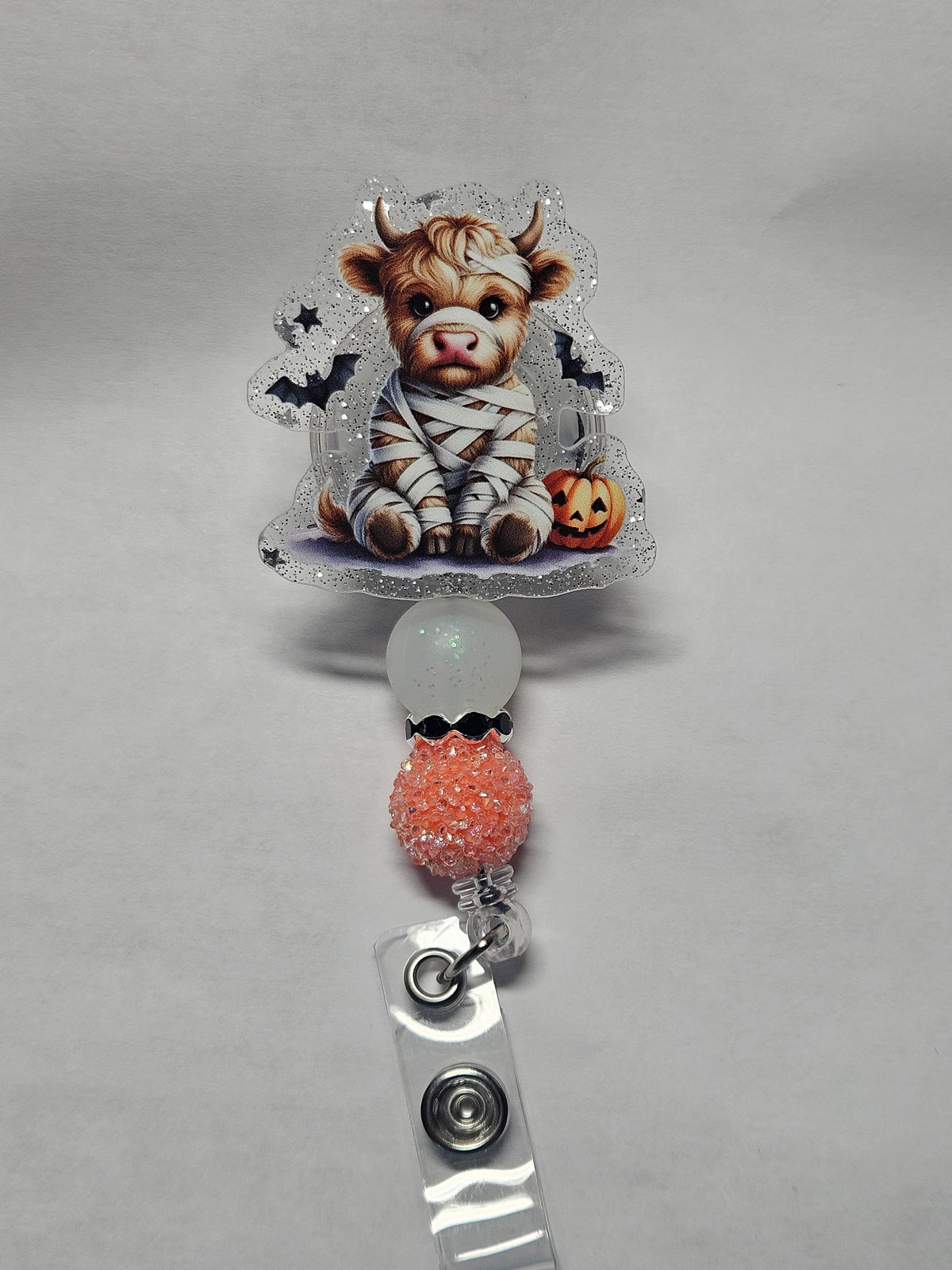 Badge reel mummy highland cow