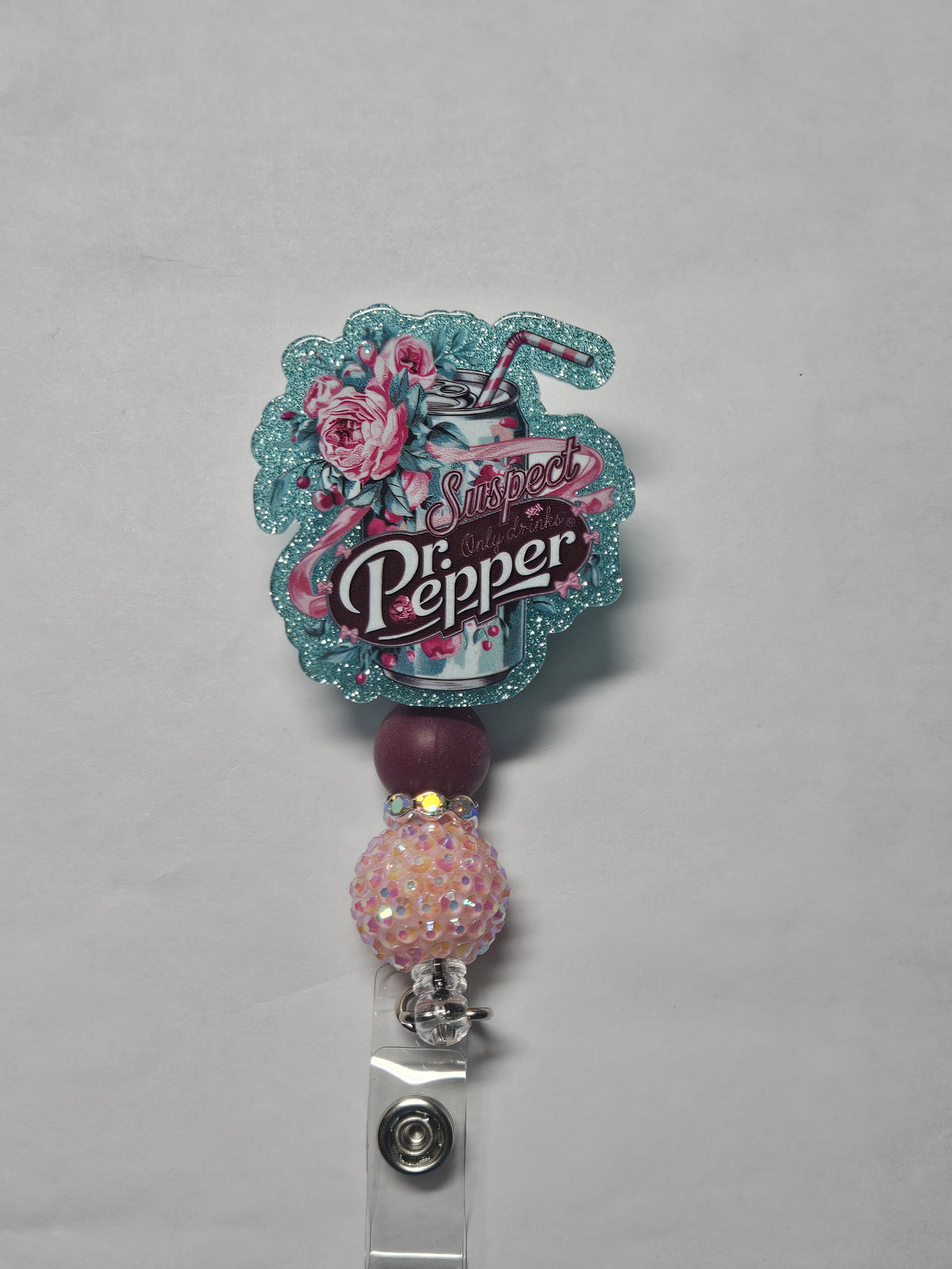 Badge reel dr.pepper flowers