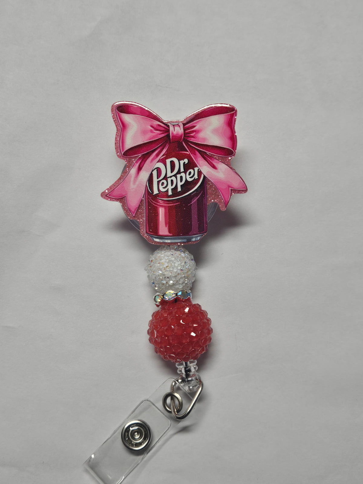 Badge reel Dr. Pepper pink bow