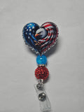 Badge reel american eagle heart