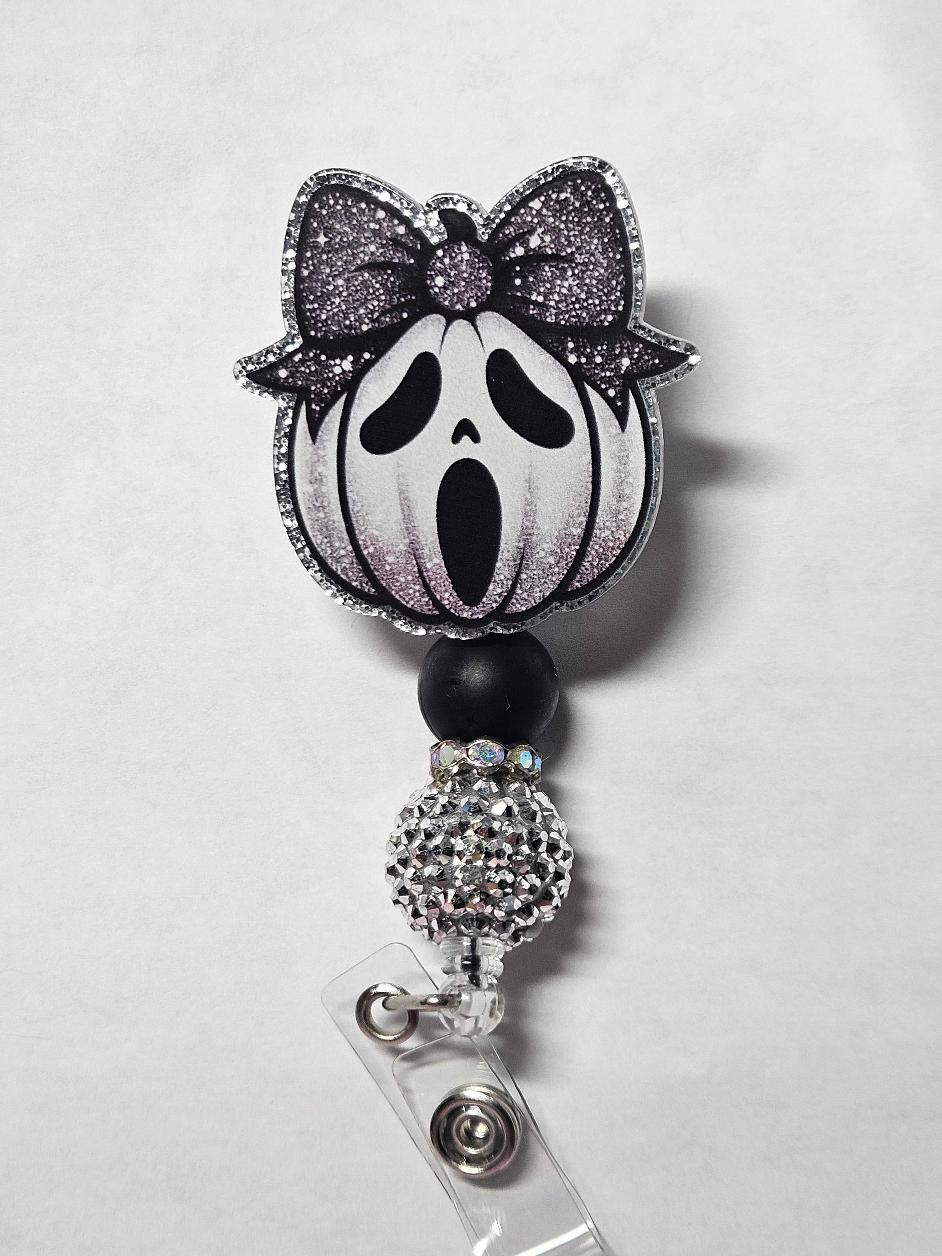 Badge reel ghost pumpkin
