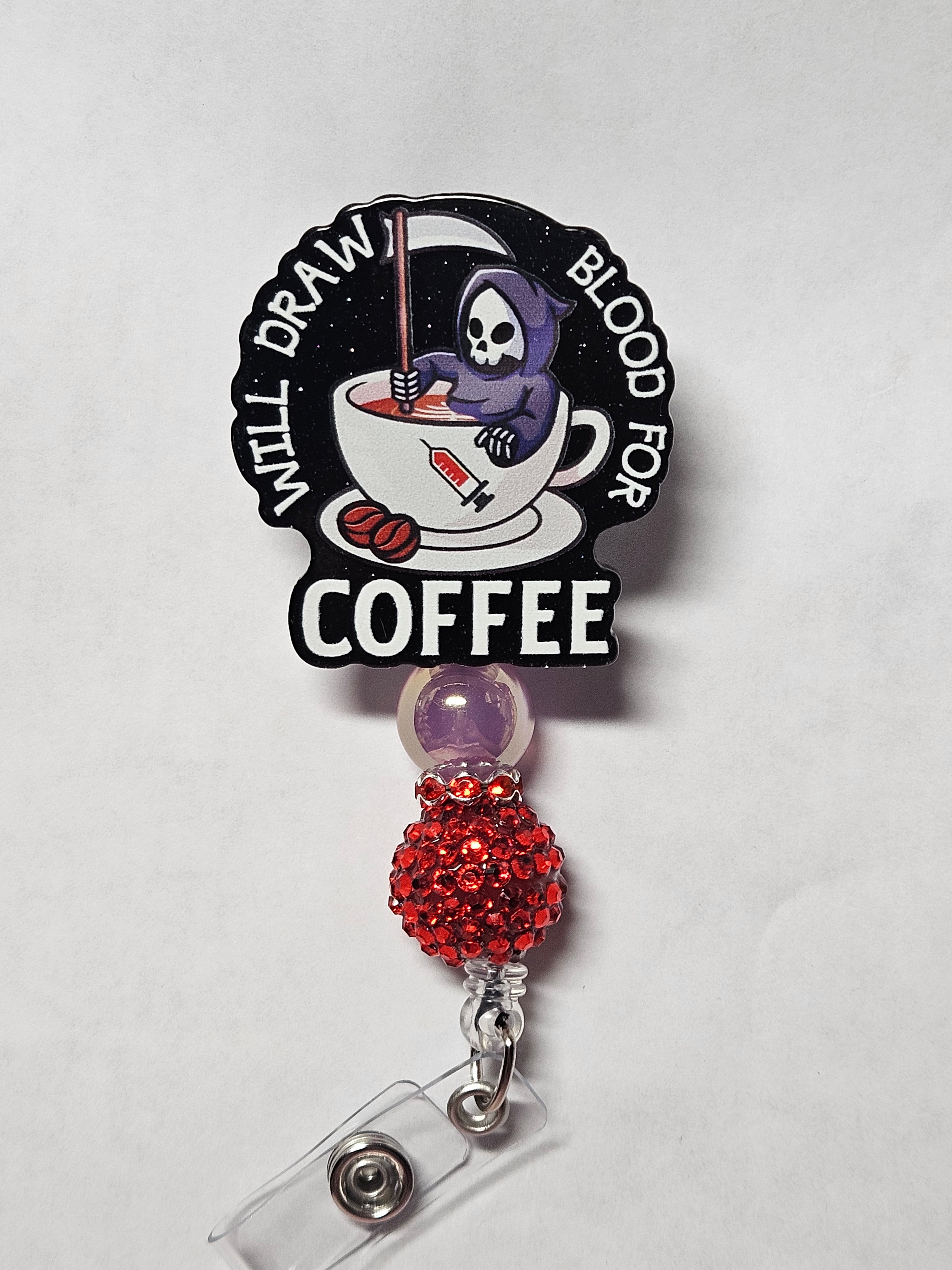 Badge reel skeleton coffee